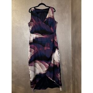 MYNT 1972 Preppy Academia Professional Office Purple Sleeveless Faux Wrap Dress